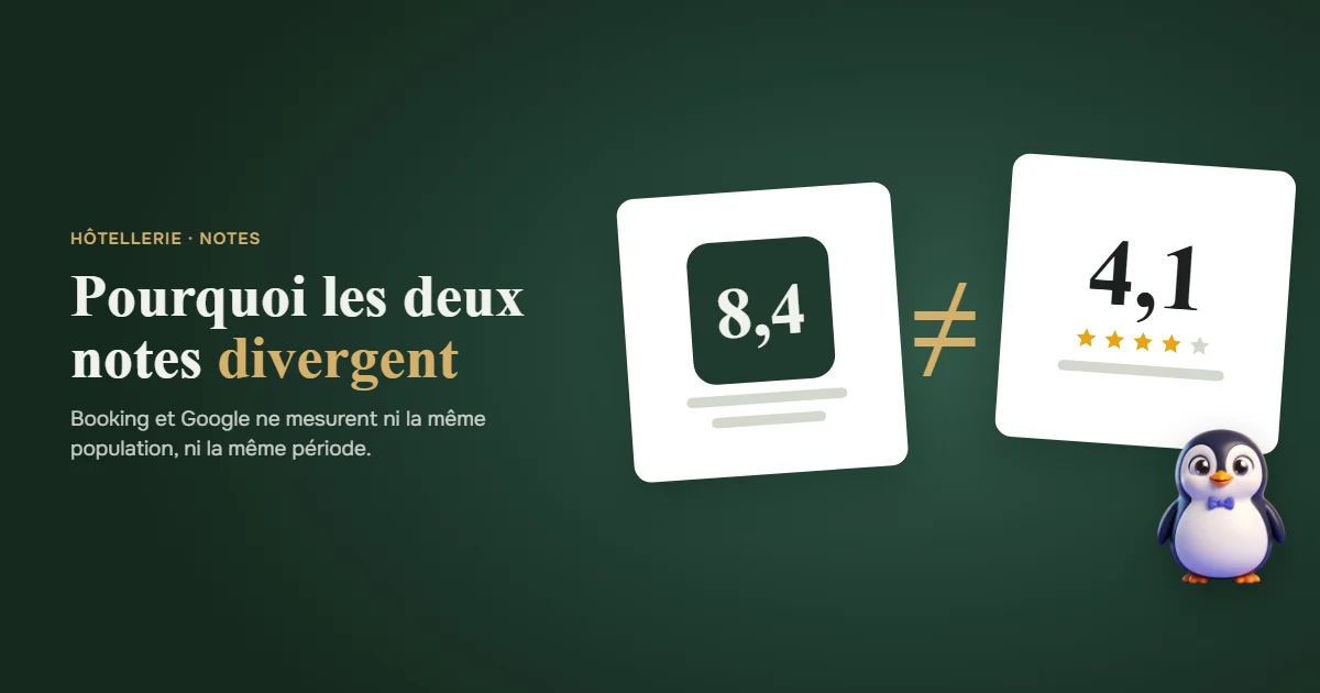 Pourquoi les deux notes divergent : un score de 8,4 sur dix face à une note de 4,1 en étoiles, et la mascotte.